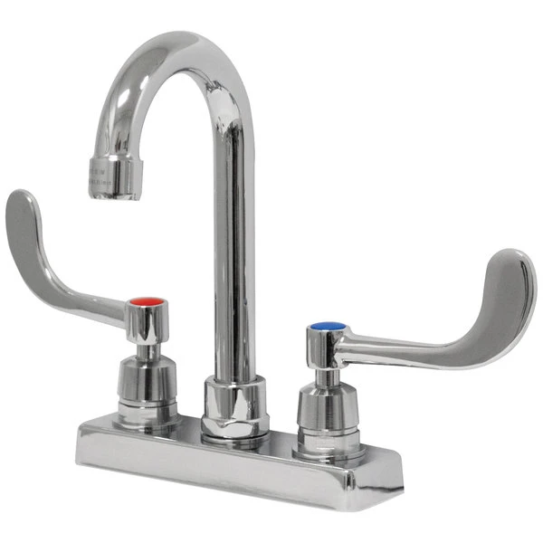 Advance Tabco K-56 Deck Mount 3 1/2" Gooseneck Faucet With Wrist Handles And 4" Centers