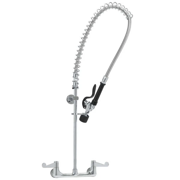 T&S Brass And Bronze Works Equip By T&S 5PR-8W00-C Wall Mounted 31 1/2" High Pre-Rinse Faucet With 8" Adjustable Centers, Low Flow Spray Valve, 44" Hose, And 6" Wall Bracket - Image 2