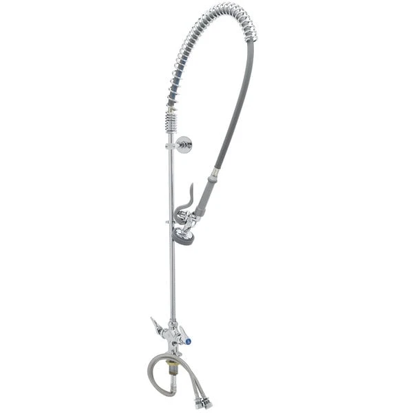 T&S Brass And Bronze Works T&S B-0113-BR EasyInstall Deck Mounted 45" High Pre-Rinse Faucet With Flex Inlets, 44" Hose, And 6" Wall Bracket