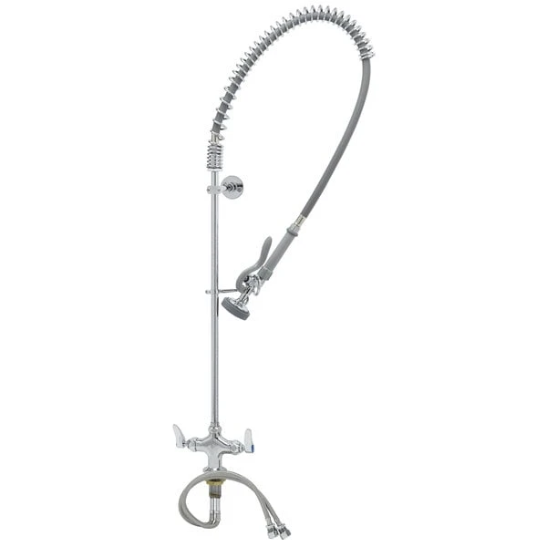 T&S Brass And Bronze Works T&S B-0113-BR EasyInstall Deck Mounted 45" High Pre-Rinse Faucet With Flex Inlets, 44" Hose, And 6" Wall Bracket - Image 2