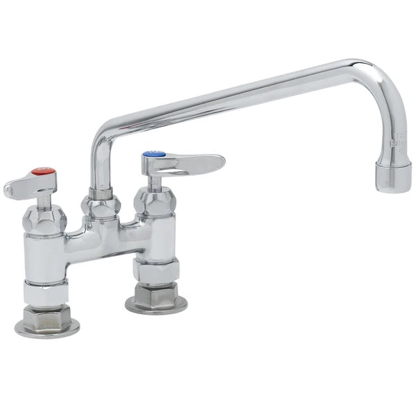 T&S Brass And Bronze Works T&S B-0225-CR Deck Mounted Faucet With 12" Swing Nozzle, 4" Adjustable Centers, 9.8 GPM Stream Regulator Outlet, Cerama Cartridges, And Lever Handles - Image 2