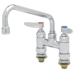 T&S Brass And Bronze Works T&S B-0227-CC Deck Mounted Faucet With 8" Swing Nozzle, 4" Centers, 17.9 GPM Stream Regulator Outlet, Eterna Cartridges, And Lever Handles