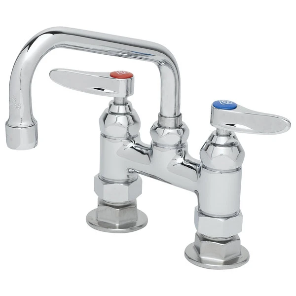 T&S Brass And Bronze Works T&S B-0228-CR Deck Mount Faucet With 4" Adjustable Centers And Cerama Cartridges - 6" Spread