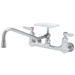 T&S Brass And Bronze Works T&S B-0233-03 Wall Mounted Pantry Faucet With 8" Adjustable Centers, 12" Swing Nozzle, Eterna Cartridges, And Soap Dish