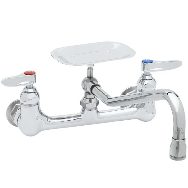 T&S Brass And Bronze Works T&S B-0233-03 Wall Mounted Pantry Faucet With 8" Adjustable Centers, 12" Swing Nozzle, Eterna Cartridges, And Soap Dish - Image 2