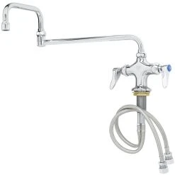 T&S Brass And Bronze Works T&S B-0250 Deck Mounted Pantry Faucet With Flex Inlets, 18" Double-Jointed Swing Nozzle, And Eterna Cartridges