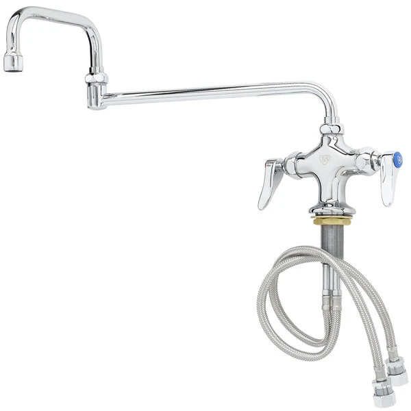 T&S Brass And Bronze Works T&S B-0250 Deck Mounted Pantry Faucet With Flex Inlets, 18" Double-Jointed Swing Nozzle, And Eterna Cartridges