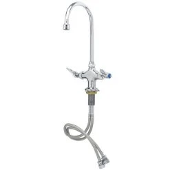 T&S Brass And Bronze Works T&S B-0301-VR Vandal Resistant Deck Mounted Single Hole Pantry Faucet With Flex Inlets, 5 3/4" Swivel Gooseneck Nozzle And Eterna Cartridges W/ Spring Checks