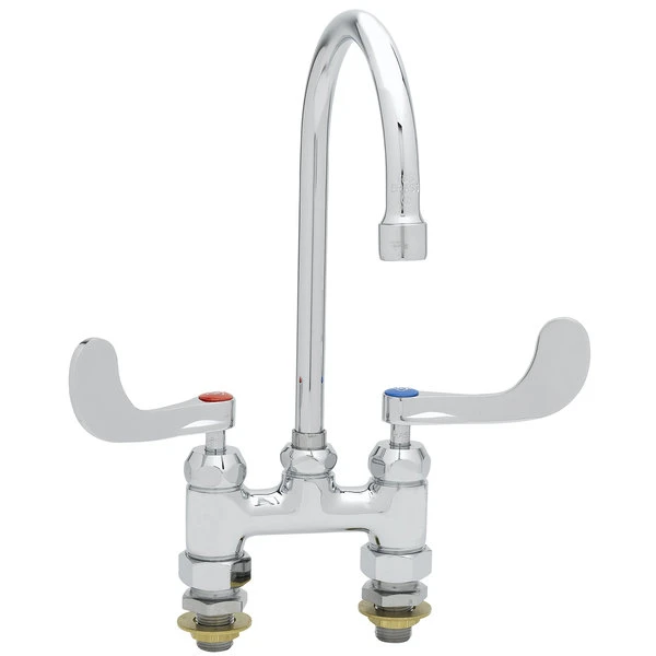 T&S Brass And Bronze Works T&S B-0325-CC-CR Deck Mount Faucet With 4" Centers And Cerama Cartridges - 5 11/16" Gooseneck Spout