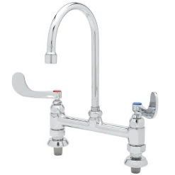 T&S Brass And Bronze Works T&S B-0326 Deck Mounted Faucet With 5 1/2" Gooseneck Nozzle, 4" Adjustable Centers, 17.9 GPM Stream Regulator Outlet, Eterna Cartridges, And Lever Handles