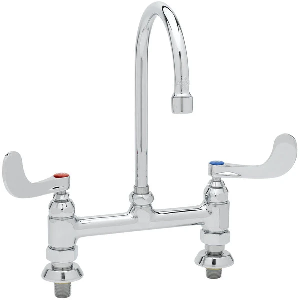 T&S Brass And Bronze Works T&S B-0326 Deck Mounted Faucet With 5 1/2" Gooseneck Nozzle, 4" Adjustable Centers, 17.9 GPM Stream Regulator Outlet, Eterna Cartridges, And Lever Handles - Image 2