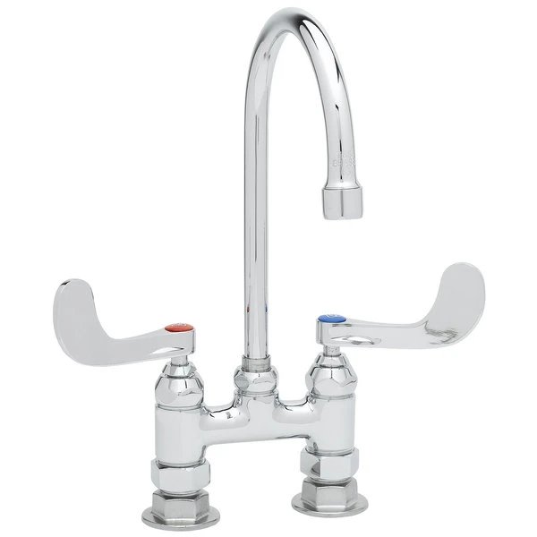 T&S Brass And Bronze Works T&S B-0327 Deck Mounted Faucet With 5 3/4" Gooseneck Nozzle, 8" Centers, 2.2 GPM Aerator, Eterna Cartridges, And Wrist Handles - Image 2