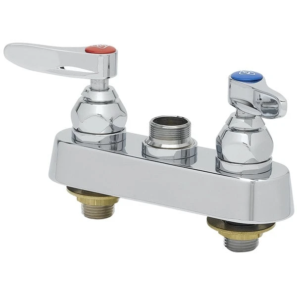 T&S Brass And Bronze Works T&S B-1110-XS-LN Deck Mount Workboard Faucet Base With 4" Centers, Escutcheon, And Tailpieces