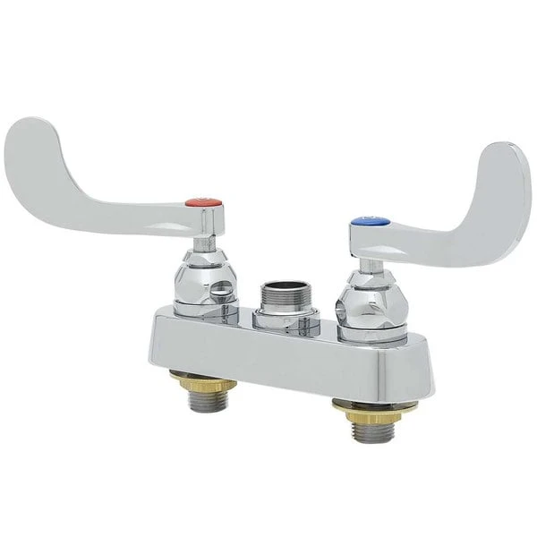 T&S Brass And Bronze Works T&S B-1110-LN-WH4 Deck Mount Workboard Faucet Base With 4" Centers, 4" Wrist Action Handles, And Tailpieces