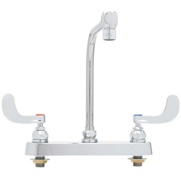 T&S Brass And Bronze Works T&S B-1149 Deck Mount Workboard Faucet With 8" Centers, 7 7/8" Gooseneck, Escutcheon, High Rise Spout, And Tailpieces - Image 2