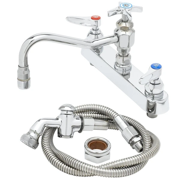T&S Brass And Bronze Works T&S B-1152 Deck Mounted Workboard Faucet With Spray Valve And 8" Centers - 7 7/8" Swing Nozzle