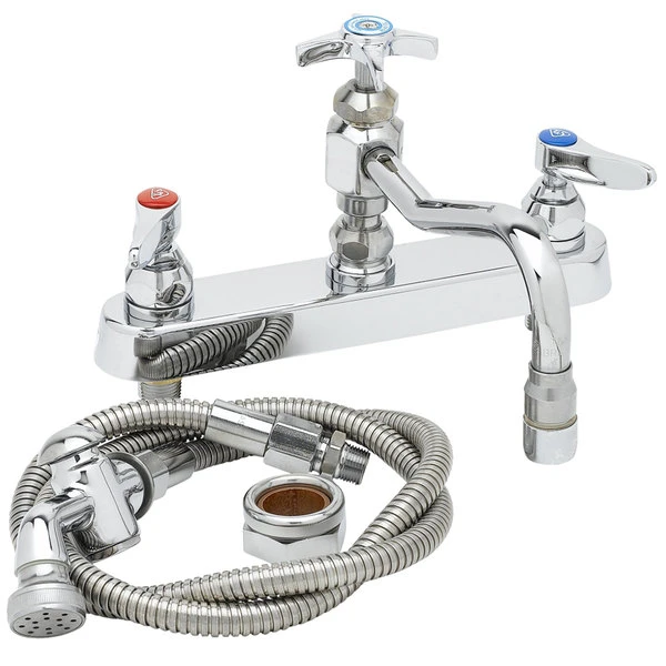 T&S Brass And Bronze Works T&S B-1152 Deck Mounted Workboard Faucet With Spray Valve And 8" Centers - 7 7/8" Swing Nozzle - Image 2