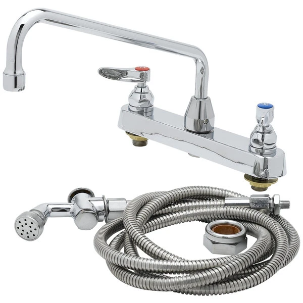 T&S Brass And Bronze Works T&S B-1172-01 Deck Mount Workboard Faucet With 8" Centers, 12" Swing Nozzle, And 002857-40 Spray Valve - Image 2