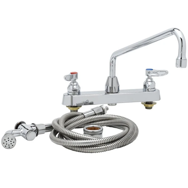 T&S Brass And Bronze Works T&S B-1172-01 Deck Mount Workboard Faucet With 8" Centers, 12" Swing Nozzle, And 002857-40 Spray Valve - Image 3