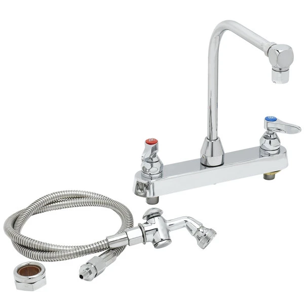 T&S Brass And Bronze Works T&S B-1173-101-48H Deck Mount Workboard Faucet With 8" Centers And 48" Spray Valve - 7 7/8" Spread - Image 2