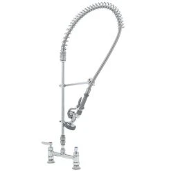 T&S Brass And Bronze Works T&S B-2277-CR EasyInstall Deck Mounted 39 1/4" High Pre-Rinse Faucet With Adjustable 8" Centers, 44" Hose, Vacuum Breaker, 12" Wall Bracket, And Installation Kit