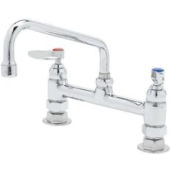 T&S Brass And Bronze Works T&S B-2280-060X Deck Mounted Faucet With 8" Swing Nozzle, 8" Adjustable Centers, 18.39 GPM Stream Regulator Outlet, Eterna Cartridges, And Lever Handles