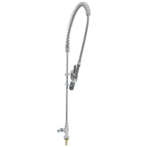 T&S Brass And Bronze Works T&S B-2285-BC EasyInstall Deck Mounted 45 1/2" High Pre-Rinse Faucet With Single Inlet, Low Flow Spray Valve, 44" Hose, And 6" Wall Bracket