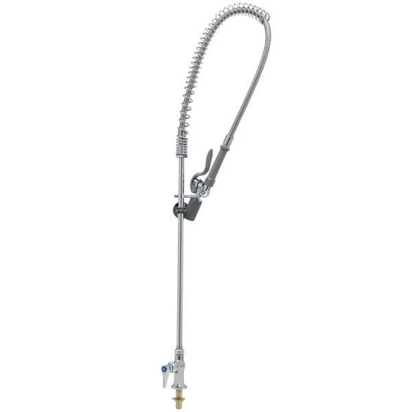 T&S Brass And Bronze Works T&S B-2285-BC EasyInstall Deck Mounted 45 1/2" High Pre-Rinse Faucet With Single Inlet, Low Flow Spray Valve, 44" Hose, And 6" Wall Bracket - Image 2