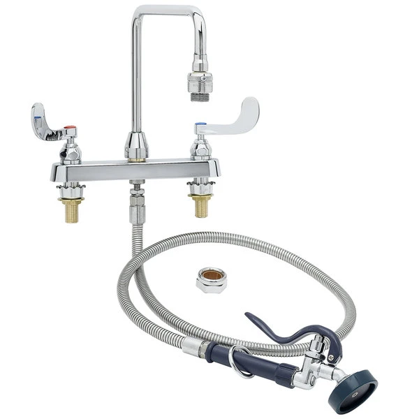 T&S Brass And Bronze Works T&S B-2346 Deck Mounted Workboard Faucet With Sidespray, 10" Vacuum Breaker Gooseneck, 8" Centers, And 4" Wrist Action Handles ADA Compliant - Image 2