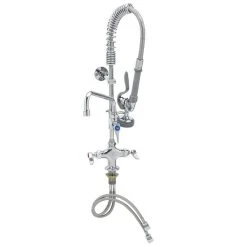 T&S Brass And Bronze Works T&S MPZ-2DLN-08 EasyInstall Deck Mounted 24 13/16" High Mini Pre-Rinse Faucet With Flex Inlets, 24" Hose, 8" Add-On Faucet, And 6" Wall Bracket
