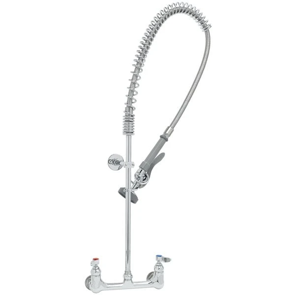 T&S Brass And Bronze Works T&S B-0133-V-B EasyInstall Wall Mounted 37" High Pre-Rinse Faucet With Adjustable 8" Centers, 44" Hose, Vacuum Breaker, And 6" Wall Bracket - Image 2