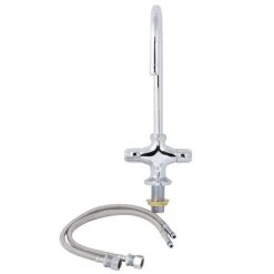 T&S Brass And Bronze Works Equip By T&S 5F-2SLF05 Deck Mounted Faucet With 5 9/16" Gooseneck Spout, Flex Inlets, Laminar Flow Device, And Lever Handles