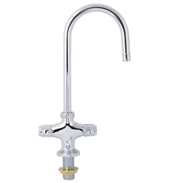 T&S Brass And Bronze Works Equip By T&S 5F-2SLF05 Deck Mounted Faucet With 5 9/16" Gooseneck Spout, Flex Inlets, Laminar Flow Device, And Lever Handles - Image 3