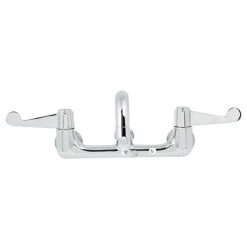 T&S Brass And Bronze Works Equip By T&S 5F-8WWB10 Wall Mounted Faucet With Adjustable 8" Centers, 10 1/8" Swing Spout, Laminar Flow Device, Cerama Cartridges, And Wrist Handles