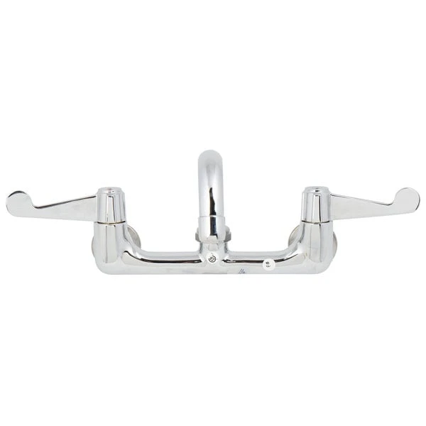 T&S Brass And Bronze Works Equip By T&S 5F-8WWB12 Wall Mounted Faucet With Adjustable 8" Centers, 12" Swing Spout, Laminar Flow Device, Cerama Cartridges, And Wrist Handles