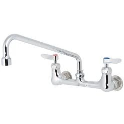 T&S Brass And Bronze Works T&S B-0231-CR-SC-F1 Wall Mounted Faucet With 8" Centers, 12" Swing Spout, 1 GPM Aerator, Cerama Cartridges And Lever Handles -Faucet Equipment Shop 1661680