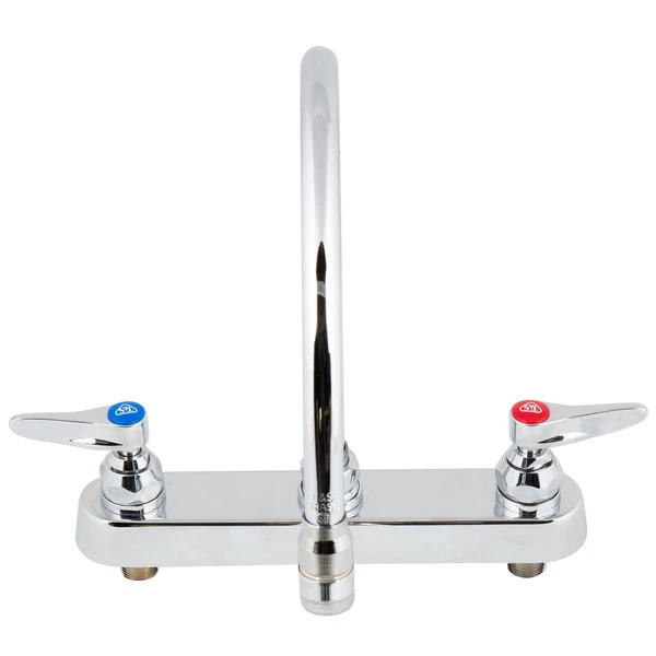 T&S Brass And Bronze Works T&S B-1194-QT-A22 Deck Mounted Workboard Faucet With 8" Centers, 8 13/16" Gooseneck Spout, 2.2 GPM Aerator, Eterna Cartridges, And Lever Handles