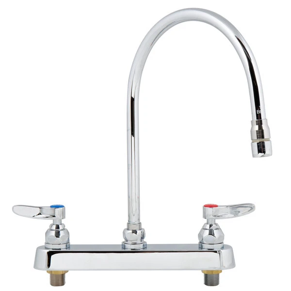 T&S Brass And Bronze Works T&S B-1194-QT-A22 Deck Mounted Workboard Faucet With 8" Centers, 8 13/16" Gooseneck Spout, 2.2 GPM Aerator, Eterna Cartridges, And Lever Handles - Image 2