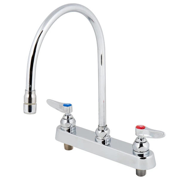 T&S Brass And Bronze Works T&S B-1194-QT-A22 Deck Mounted Workboard Faucet With 8" Centers, 8 13/16" Gooseneck Spout, 2.2 GPM Aerator, Eterna Cartridges, And Lever Handles - Image 3