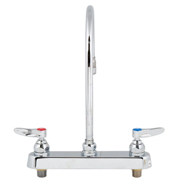 T&S Brass And Bronze Works T&S B-1194-QT-A22 Deck Mounted Workboard Faucet With 8" Centers, 8 13/16" Gooseneck Spout, 2.2 GPM Aerator, Eterna Cartridges, And Lever Handles - Image 4