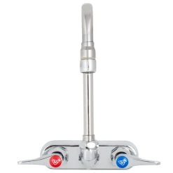 T&S Brass And Bronze Works T&S B-1115-132XN5CR Wall Mounted Workboard Faucet With 2 7/8" Gooseneck Spout, 4" Centers, .5 GPM Non-Aerated Spray Device, Cerama Cartridges, And Lever Handles