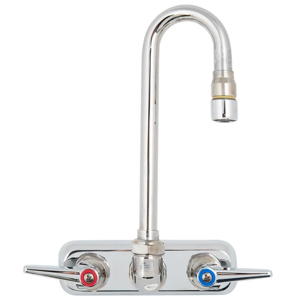 T&S Brass And Bronze Works T&S B-1115-132XN5QT Wall Mounted Workboard Faucet With 2 7/8" Gooseneck Spout, 4" Centers, .5 GPM Non-Aerated Spray Device, Eterna Cartridges, And Lever Handles - Image 2