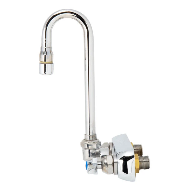T&S Brass And Bronze Works T&S B-1115-132XN5QT Wall Mounted Workboard Faucet With 2 7/8" Gooseneck Spout, 4" Centers, .5 GPM Non-Aerated Spray Device, Eterna Cartridges, And Lever Handles - Image 4