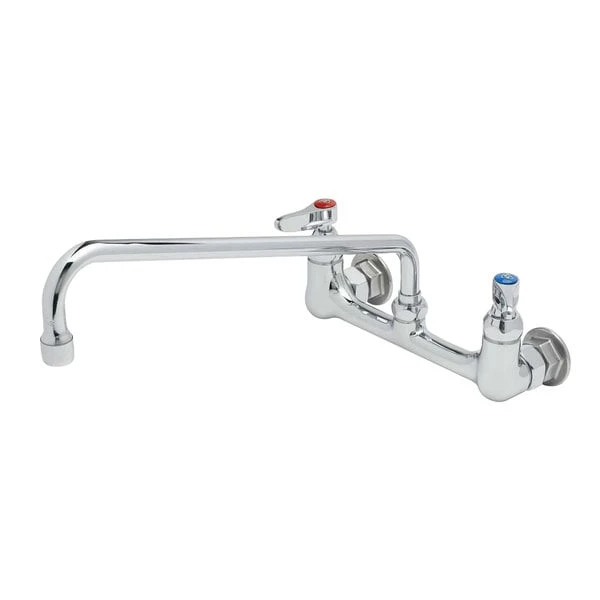 T&S Brass And Bronze Works T&S B-2299 Wall Mounted Faucet With 14" Swing Spout, 23.09 GPM Stream Regulator, 8" Adjustable Centers, And Lever Handles