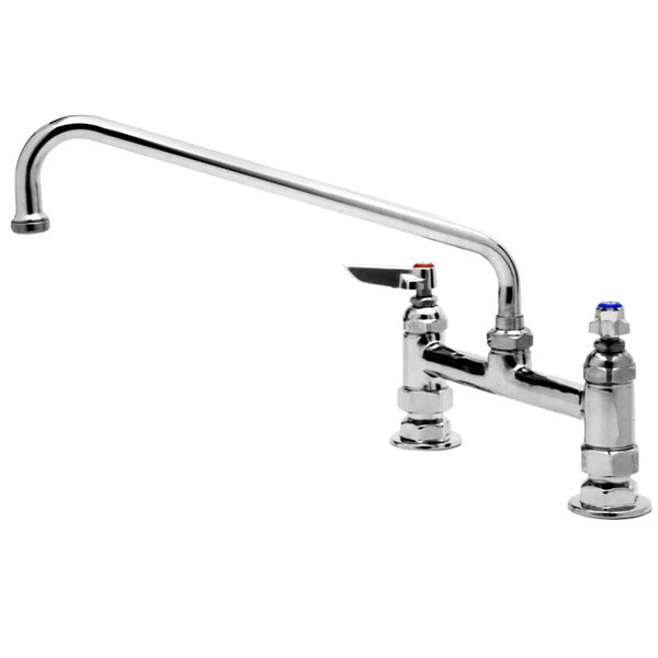 T&S Brass And Bronze Works T&S B-0221 Deck Mounted Faucet With 12" Swing Nozzle, 8" Adjustable Centers, 18.39 GPM Stream Regulator Outlet, Eterna Cartridges, And Lever Handles