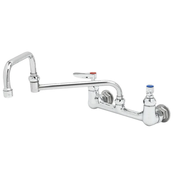 T&S Brass And Bronze Works T&S B-0267 Wall Mounted Faucet With 12" Double-Jointed Swing Spout, 4.16 GPM Stream Regulator, 8" Adjustable Centers, And Lever Handles