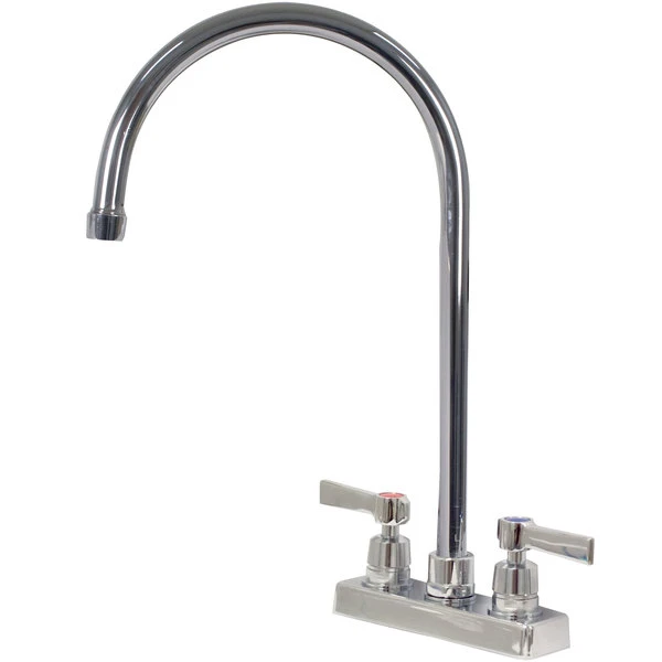 Advance Tabco K-55 Deck Mounted Faucet With 8 1/2" Gooseneck Nozzle, 4" Centers, 2 GPM Aerator, And Lever Handles
