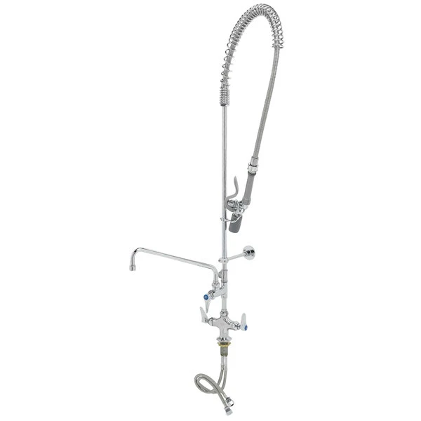 T&S Brass And Bronze Works T&S B-0113-12CRBJST EasyInstall Deck Mounted Pre-Rinse Faucet With Single Base, 1.07 GPM Spray Valve, 12" Add-On Faucet, Cerama Cartridges, And Lever Handles