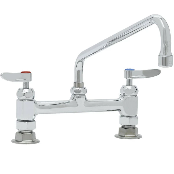 T&S Brass And Bronze Works T&S B-0221-CR-K-F10 Deck Mounted Pantry Faucet With 8" Adjustable Centers, 12" Swing Nozzle, 1.0 GPM Aerator, And Lever Handles