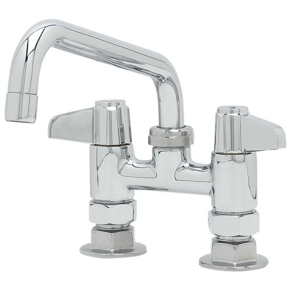 T&S Brass And Bronze Works Equip By T&S 5F-4DLS08A Deck Mounted Faucet With 4" Centers, 8 1/8" Swing Spout, 2.2 GPM Aerator, And Lever Handles